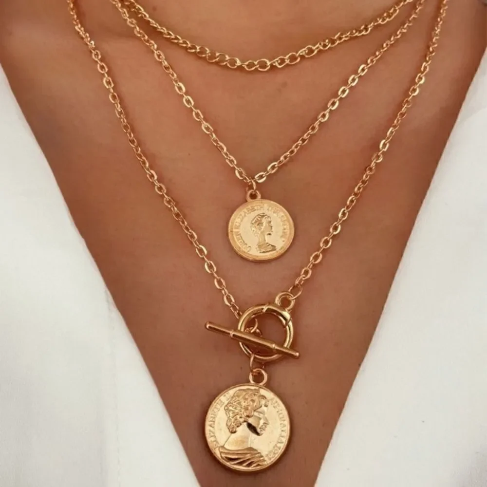Necklace multilayered Coin Lariat NWT